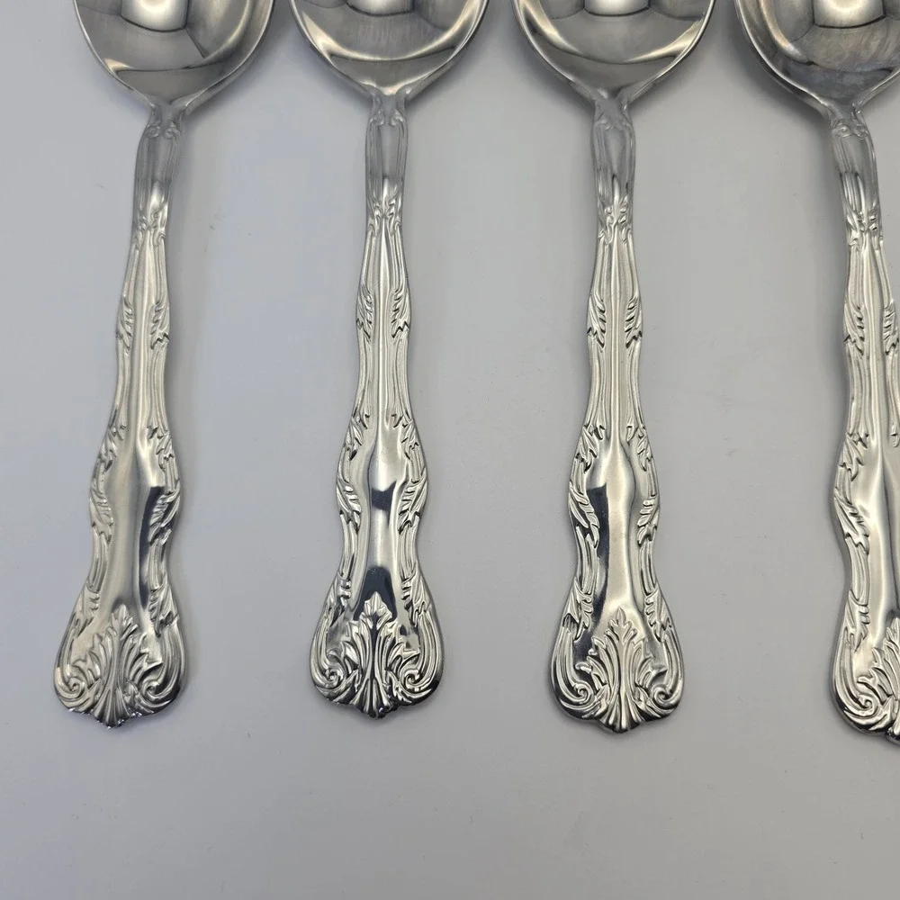 Reed & Barton Victoria Stainless Flatware 6 Oval Place Spoons 7‎ 1/4